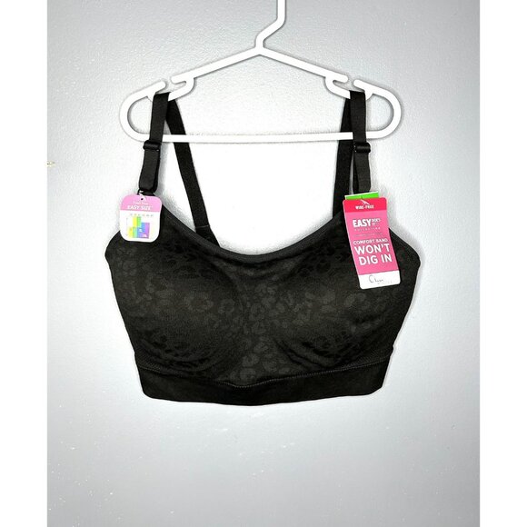 Warners Olga Bra Womens Large Black Leopard Jacquard Wire Free Easy Does GM9401A - Picture 10 of 10